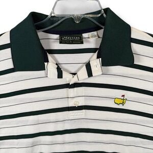 Augusta National Masters Collection Shirt White Striped Golf Polo Men's Sz Large
